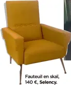  ??  ?? Fauteuil en skaï, 140 €, Selency.