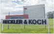  ?? FOTO: DPA ?? Für Heckler & Koch, hier der Firmensitz in Oberndorf, ist die Entscheidu­ng ein harter Rückschlag.