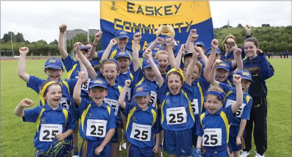  ?? Pic: ?? Athletes from Easkey show their delight after winning Best Turned Out Area at the Sligo Community Games finals in IT Sligo. Donal hackett.