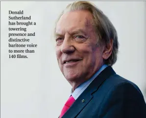  ?? AP PHOTO/DOMENICO STINELLIS, FILE ?? Actor Donald Sutherland poses during a photo call for the film "The Leisure Seeker" at the 74th Venice Film Festival in Venice, Italy earlier this month. Writer-director Charles Burnett, cinematogr­apher Owen Roizman, Belgian director Agnes Varda and...