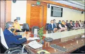  ?? HT PHOTO ?? Chief secretary Rajendra Kumar Tiwari during a meeting of the state-level screening committee in Lucknow on Thursday.