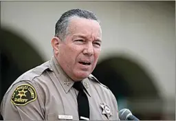  ?? JAE C. HONG / AP FILE ?? In this Sept. 10, 2020, file photo Los Angeles County Sheriff Alex Villanueva speaks at a news conference in Los Angeles. Villanueva says he will not enforce the county’s vaccine mandate in his agency.