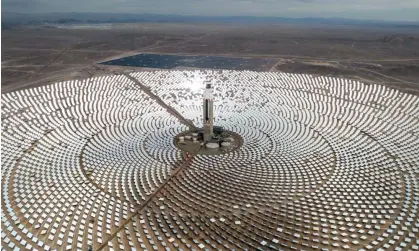  ?? Photograph: John Moore/Getty Images ?? The Cerro Dominador solar plant in the Atacama desert, Chile. The report says the funding figure would enable a global transition to green energy.