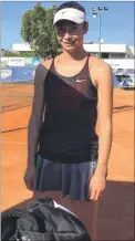  ??  ?? Canterbury Tennis Club’s Tiegan Aitken at the Larnaca Open in Cyprus