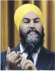  ?? SEAN KILPATRICK, CP ?? NDP Leader Jagmeet Singh during question period on Parliament Hill on Thursday.