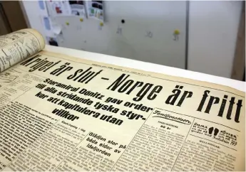  ?? Bild: Arkiv ?? Fredsrubri­k. den 8 maj 1945 har gått till historien som segerdagen i Europa.