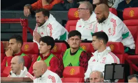  ?? ?? Harry Maguire waits patiently for the call that will never come. Photograph: Peter Powell/ EPA