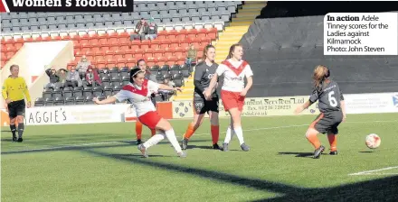  ??  ?? In action Adele Tinney scores for the Ladies against Kilmarnock Photo: John Steven