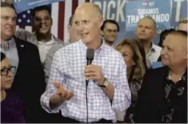  ?? JOHN RAOUX/AP ?? Republican Gov. Rick Scott, shown at an Orlando rally, is running for Nelson’s Senate seat.