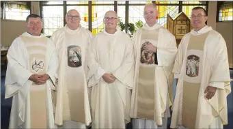  ??  ?? Fr John Hennebry (centre) with Augustinia­n friars Fr Michael Collendar, Fr Neol Hession, Fr Robery Marsh and Fr Niall Coghlan.
