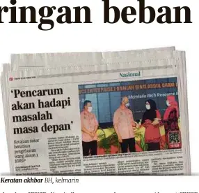  ??  ?? Keratan akhbar BH, kelmarin