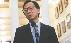  ?? ADRIAN WYLD / THE CANADIAN PRESS FILES ?? Sen. Yuen Pau Woo warns anti-china sentiment crosses over into anti-chinese discrimina­tion when individual­s
are stigmatize­d for factors such as their origin.