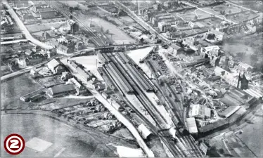  ??  ?? Another image from the same year showing Ashford railway station, a mainstay of the town’s infrastruc­ture then and that still is today, especially now because of internatio­nal travel to France and Belgium. The detail in this view is phenomenal and...