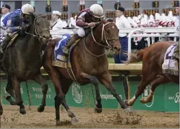  ?? MARK HUMPHREY — THE ASSOCIATED PRESS ?? Epicenter, who finished second at the Kentucky Derby, was named the 6-5morning line favorite for Saturday’s Preakness Stakes at Pimlico Race Course in Baltimore.