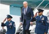  ?? EVAN VUCCI/AP ?? President Joe Biden arrives in Boston on Tuesday to attend a series of three campaign fundraiser­s, part of a year-end push to raise money for his reelection effort.