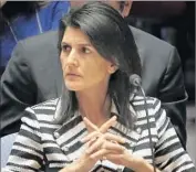  ?? Seth Wenig Associated Press ?? U.S. AMBASSADOR Nikki Haley said the constant focus on Israel allowed other nations to distract from their own, often-egregious human rights records.