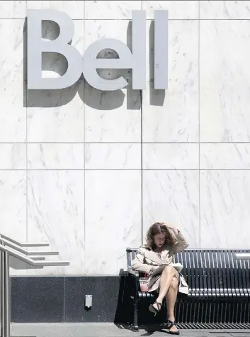  ?? BRENT LEWIN/BLOOMBERG FILES ?? Bell Canada got the biggest number of complaints at 4,734, or 33.2 per cent of the total. The total number of complaints about telecom companies was up 57 per cent from the previous year.