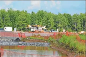  ?? PHOTOS BY JOHN BREWER — ONEIDA DAILY DISPATCH ?? Constructi­on is ahead of schedule on the Oneida Indian Nation’s Point Place Casino in Bridgeport on Wednesday.