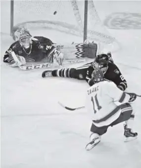  ??  ?? University of Denver defenseman Nolan Zajac, shown scoring against St. Cloud State last winter, says the Pioneers “hit a rough patch ( this season) before Christmas. ... I think the break really helped us.” AAron Ontiveroz, Denver Post file