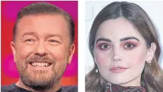  ??  ?? Ricky Gervais and Jenna Coleman.