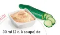  ??  ?? 30 ml (2 c. à soupe) de houmous aux poivrons rôtis + ½ concombre
QUANTITÉ : 1 portion
75 calories et 2 g de protéines