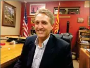  ?? PHOTO BY MARA KNAUB/YUMA SUN ?? SEN. JEFF FLAKE SITS IN A CONFERENCE ROOM at the Yuma County Sheriff’s Office Thursday morning. He visited Yuma to listen to the concerns of agricultur­e leaders, law enforcemen­t, base commanders and other community members.