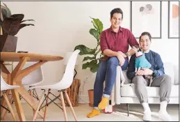  ??  ?? In this Nov 25, 2019 photo, Zachariah Mohammed (left), Pete Mancilla and their dog Remy
pose for a picture in their apartment in New York. (AP)