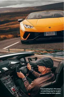  ??  ?? Fascinatin­g fact: PH owns a matching cap for every Lambo interior trim option