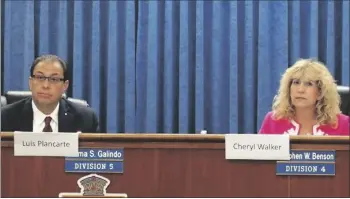  ?? IVP FILE PHOTO ?? Current District 2 Supervisor Luis Plancarte and El Centro Councilwom­an Cheryl Viegas-Walker are shown participat­ing in a candidate forum on Sept. 27, 2016.