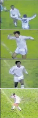  ??  ?? Juanito celebró así el 4-0 al Borussia (1985).