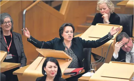  ?? Picture: Getty Images. ?? MSP Jenny Marra reacts to Finance Secretary Derek Mackay’s speech.