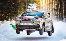  ?? ?? Al Rawahi will use an M-sport Ford Fiesta Rally3. Last year’s JWRC winner William Creighton of Ireland is pictured in Sweden.