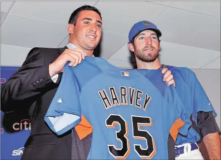  ?? KATHY KMONICEK/AP PHOTO ?? Matt Harvey, left, was the first-round draft pick of the New York Mets in 2010 and started the All-Star Game for the National League in 2013. On Friday, the Mets announced that Harvey, originally from Mystic, will be designated for assignment on...