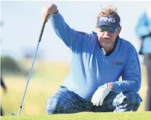  ??  ?? GOOD ANGEL Jimenez lines up Open tilt at St Andrews