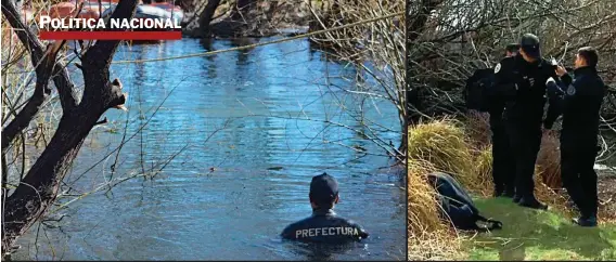  ??  ?? HALLAZGO Y CONMOCIÓN. El martes 17, un equipo de Prefectura, buzos y perros adiestrado­s encontró un cuerpo flotando en el río con el