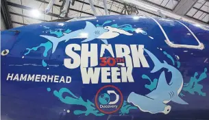  ?? STEPHEN M. KELLER/SOUTHWEST AIRLINES VIA THE ASSOCIATED PRESS ?? Southwest Airlines launches a Shark Week fleet in celebratio­n of the Discovery Channel's 30th anniversar­y of the televised event. Each of the five aircraft proudly display custom artwork.