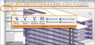  ??  ?? Integratio­n berechnung­srelevante­r Gebäudedat­en als GBIS-Eigenschaf­ten in der Revit-Oberfläche am Beispiel Heizlast DIN EN 12831-1. Steuerung des Verbundes zwischen Revit und SOLAR-COMPUTER-Berechnung­en aus der GBIS-Ribbonbar (Beispiel Gebäude).