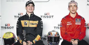  ?? ?? Fermín Aldeguer, piloto de Ducati en 2025, y Pedro Acosta, el ‘Tiburón’ de Mazarrón