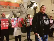  ?? Amy Forliti / Associated Press 2018 ?? Clyde Bellecourt, co-founder or the American Indian Movement, speaks in January 2018 at Minneapoli­s City Hall.