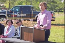  ?? Photos by Kevin Myrick, SJ ?? LEFT, BOTTOM: Cedartown City Commission Chairman Jordan Hubbard speaks about his appreciati­on for local companies investing back into their communitie­s the way that Cedarstrea­m has with their forthcomin­g new constructi­on.