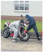  ??  ?? ■
Left, Brad was rushed to hospital but his injuries were too severe to save him. Above, two youths try to steal a motorbike.