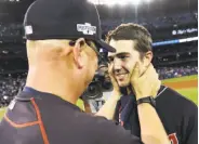  ?? Frank Gunn / The Candian Press ?? Indians manager Terry Francona (left) and rookie starter Ryan Merritt are part of an unlikely run.