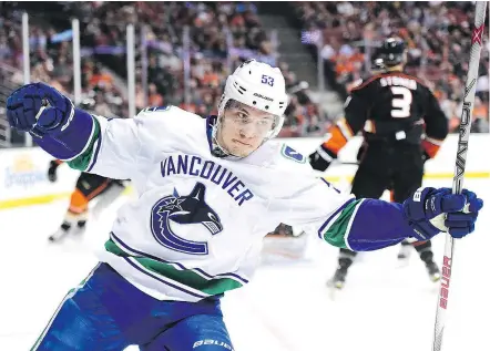  ?? — GETTY IMAGES FILES ?? Bo Horvat should score more than 16 goals this season for the Vancouver Canucks, but will increased output by him and others be enough to lift the Canucks into playoff contention?