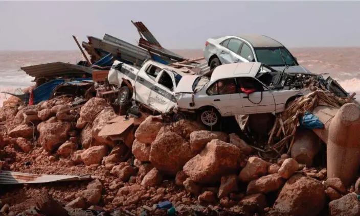  ?? Photograph: Anadolu Agency/Getty Images ?? A view of devastatio­n after floods caused by Storm Daniel ravaged Derna, Libya, on Monday.