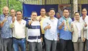  ?? HT PHOTO ?? NPP candidate Clement G Momin accompanie­d by chief minister Conrad Sangma’s coalition ministers and leaders at an election rally in Meghalaya.