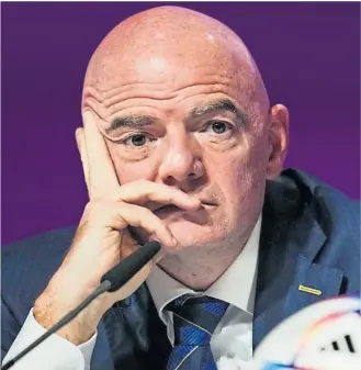  ?? ?? Fifa president Gianni Infantino hit back at Western critics of the Qatar World Cup during press conference yesterday