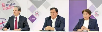  ??  ?? Los candidatos al gobierno del Estado de México Alfredo del Mazo, Óscar González y Delfina Gómez