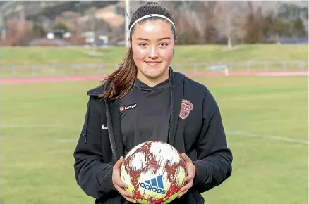  ?? JOE LLOYD/STUFF ?? Now based in the Wairarapa, former Nelson footballer Nina Kondo is off to China with the New Zealand squad for an internatio­nal under-16 tournament.
