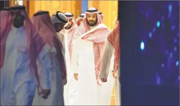  ?? Fayez Nureldine AFP/Getty Images ?? MOHAMMED bin Salman at the Future Investment Initiative conference in the Saudi capital last week. The event was boycotted by global business chiefs and politician­s after the killing of journalist Jamal Khashoggi.