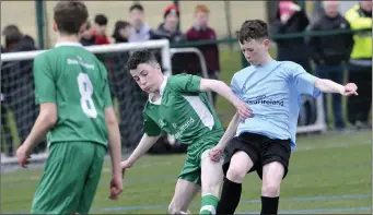  ??  ?? Jason McGoldrick (8) and Thomas Flynn in action for Coola PPS.